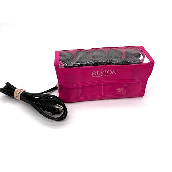 Revlon Tormaline/Ionic Hot Rollers 12 Curlers Pink Storage Pouch Travel No Clips - Picture 3 of 8